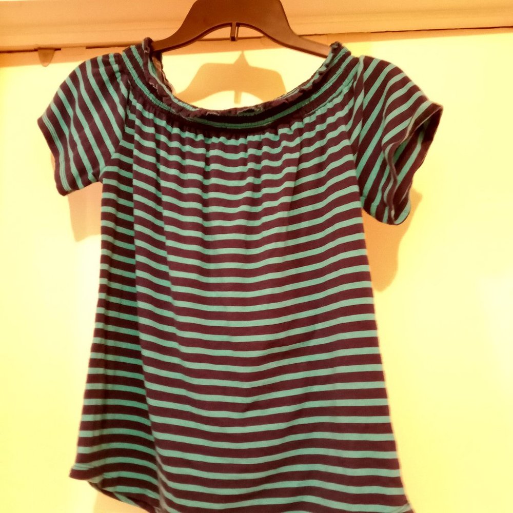 Liz Claiborne Blue and Turquoise Striped Top